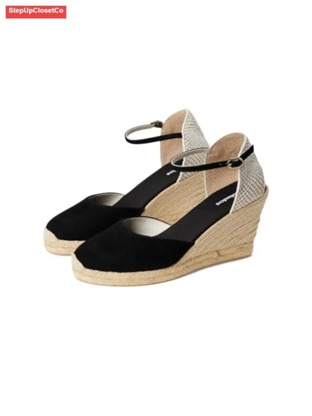 Suede Wedge Espadrilles with Ankle Strap Platform Sandals